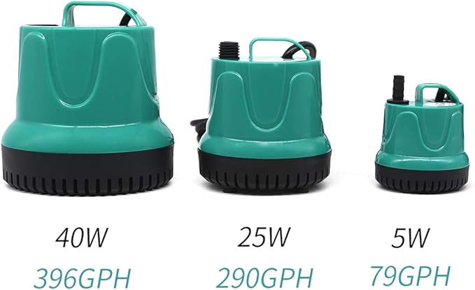 Upettools Submersible Water Pump, Ultra Silence Circulation Multifunctional Water Pump with Handle for Pond, Aquarium, Hydroponics, Fish Tank Fountain with 4.6ft (1.4M) Power Cord(66GPH,5W) Green