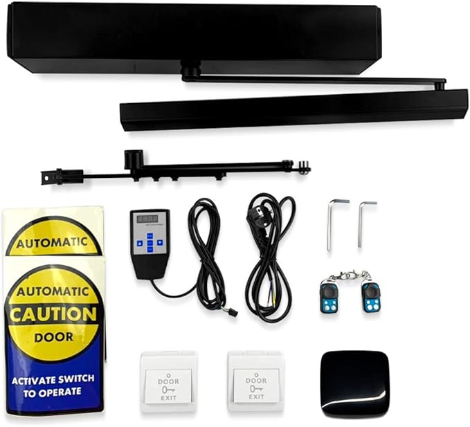 WiFi Smart Automatic Swing Door Operator, Residential Electric Door Opener with IR&RF WiFi Remote Control Hub, Compatible with Alexa Google Home Assistant (Black)