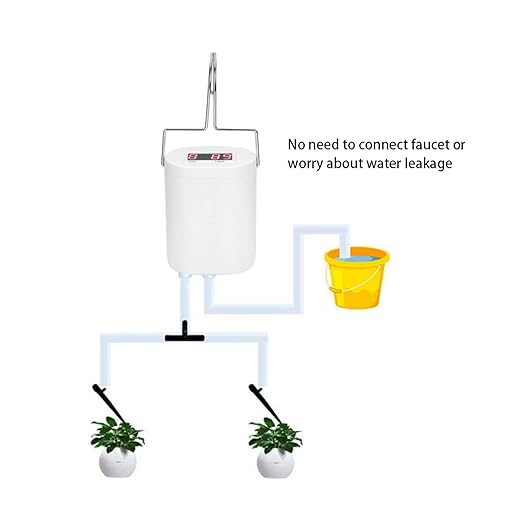 Intelligent Charging Potted Plant Timing Watering Kit, Automatic Drip Irrigation System, Smart Watering Controller with Adjustable Timer for Indoor Outdoor Plants, Includes Hose an