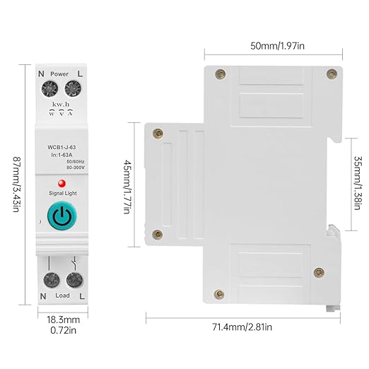 Diymore 63A WiFi Circuit Breaker AC220V Remote Mobile Phone Control Single-Phase Intelligent Circuit Breakers Switch Metering Overcurrent Protection Timer for for Boat Trolling Motor Marine ATV