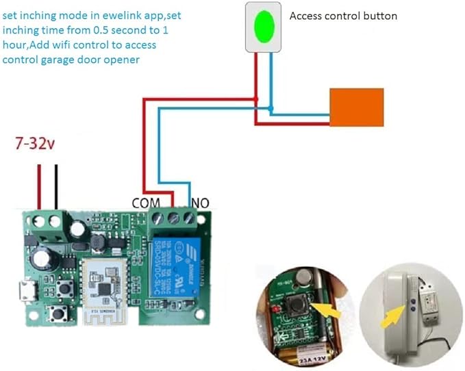 WiFi Smart Switch Relay Module for Home Automation,Add WIFI to access control garage door,eWelink app Remote Dry Contact,Compatible with Alexa,Google assistant (1CH WIFI Bluetooth)