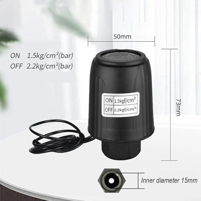 Self Priming Water Pump Controller Adjustable Pressure Switch for Steady Flow Precise Pressure Regulation Easy Installation Tought Plastic Metal 1/4 3/8 Thread Black for Home Industrial(3/8 1.5-2.2kg)