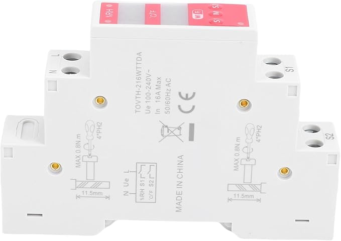 Smart Temperature Humidity Switch, WiFi Controller with Probe, 16A for Home Farm Remote Monitoring, Convenient DIN Rail Mount