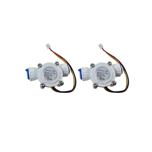3/8" Quick Connect Water Flow Sensor Food-Grade Switch Hall Effect Flowmeter Fluid Meter Counter 0.3-10L/min (Pack of 2）