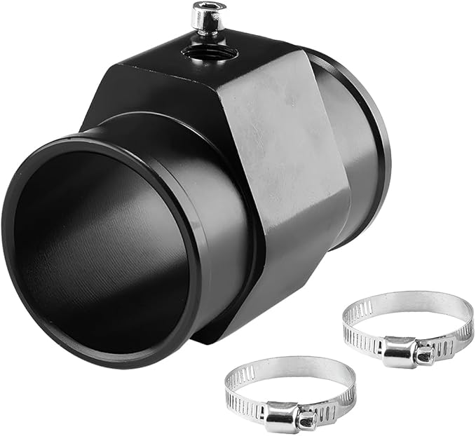 Osilly Car Water Temp Joint Pipe, 26mm Aluminum Automatic Temperature Gauge Adapter with 2 Hose Clamps 1 Screw, Radiator Sensor Connector for Vehicle Meter, DEPO and VDO, Universal Fit