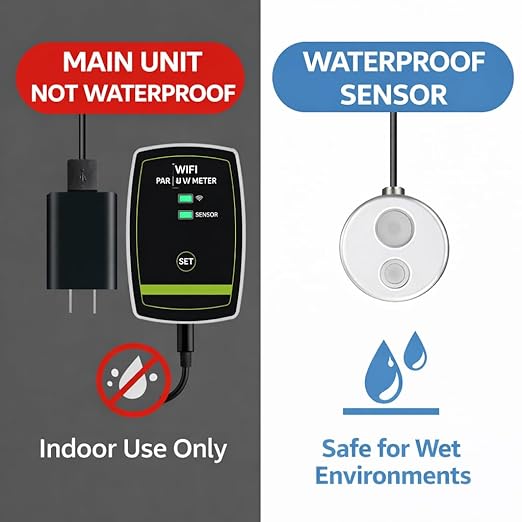 WiFi PAR Meter – Real-Time Light Intensity Monitor with Graph Recording | Measures PAR (400–700nm) and UVA for Grow Lights, Greenhouses