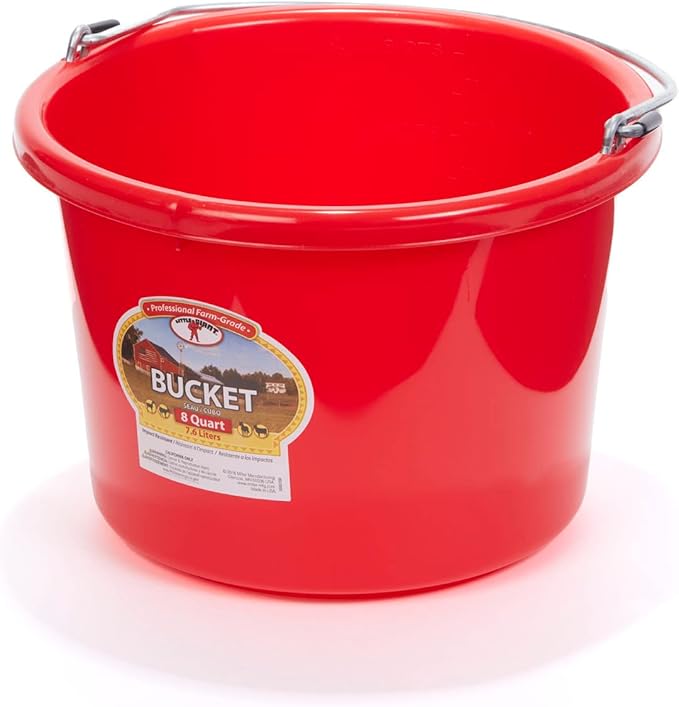 Plastic Animal Feed Bucket (Purple) - Little Giant - Round Plastic Feed Bucket with Metal Handle (8 Quarts / 2 Gallons) (Item No. P8RED6)