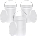 6.5-Gallon White Bucket Pail Container with Lid | Food Grade | Heavy-Duty 90MIL Extra Durable | Metal Handles with Plastic Grip for Easy Carrying | Multi-Use | Easy Stack and Store | BPA Free - 3 Pack