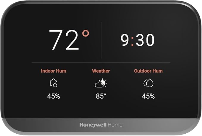 Honeywell Home X7S Smart Thermostat with Advanced Occupancy Sensing, Humidity Monitoring, and Customizable Touchscreen Display, Black