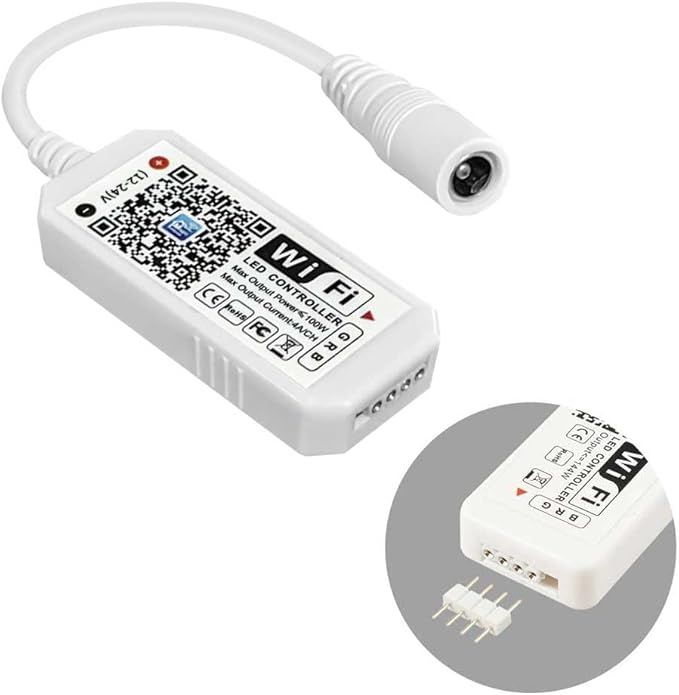 LED Wifi Controller, RGB Led Light Strip Voice Control From Alexa & Google Home, WIFI Wireless Smart Controller With Free App via IOS or Android Smartphone