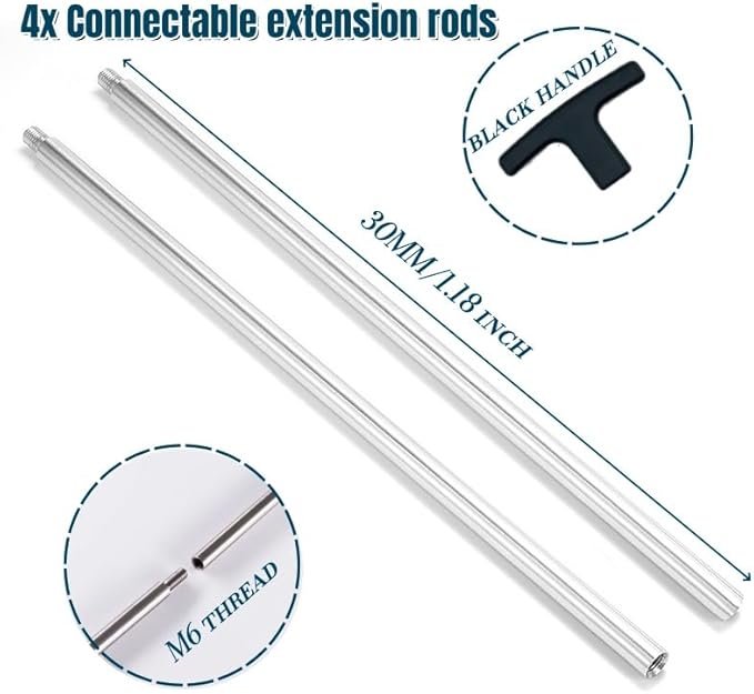 50 in Pipe Cleaning Brush Set with Stainless Steel Bristles, 5X Wire Brush with 4X Galvanized Flexible Rods, Stainless Steel Pipe Brush for Rust Polish,Tubes,Auto Parts Cleaning