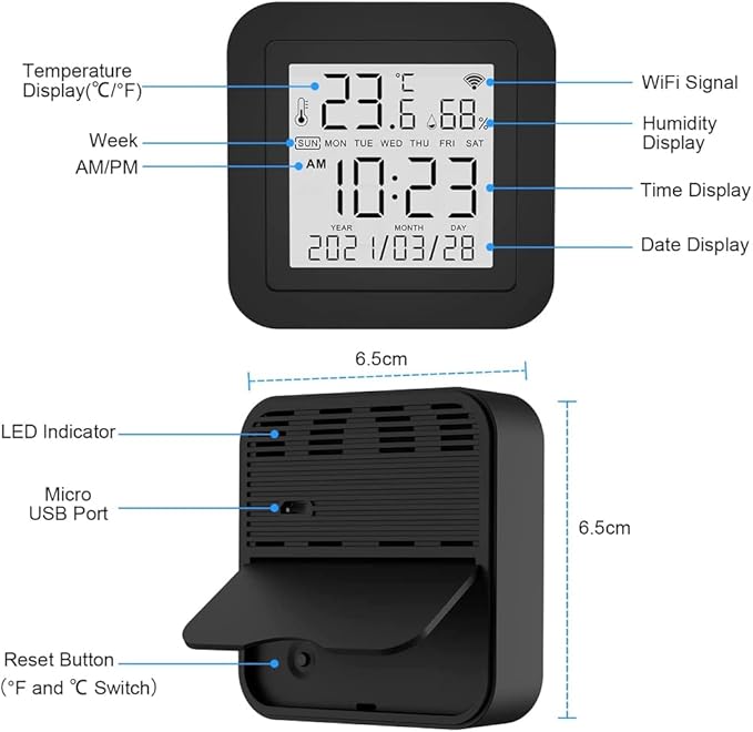 eMylo USB Smart WiFi IR Remote Control, Universal IR Blaster with Temperature Humidity Sensor, Tuya Indoor Hygrometer Thermometer, App Control, Compatible with Alexa Echo for AC TV DVD