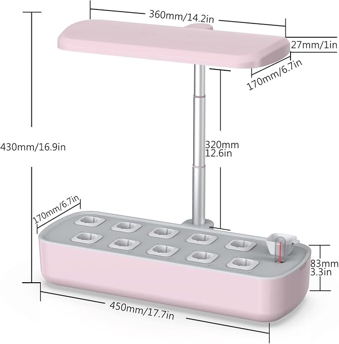 10 Pods Hydroponics Growing System Indoor Garden with LED Grow Light Smart Herb Garden Kit Automatic Timer Plants Germination Kit Height Up to 12.6"
