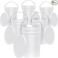 6.5-Gallon White Bucket Pail Container with Lid | Food Grade | Heavy-Duty 90MIL Extra Durable | Metal Handles with Plastic Grip for Easy Carrying | Multi-Use | Easy Stack and Store | BPA Free - 6 Pack