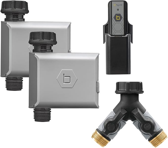 Orbit 21002 B-hyve Smart Hose Watering Timer 2-Pack with Wi-Fi Hub and Hose Splitter Gray