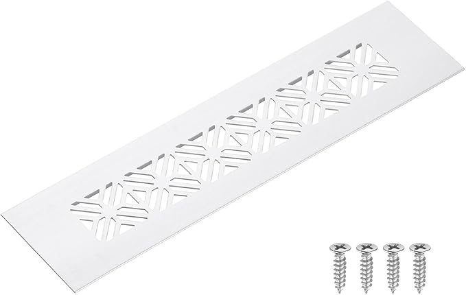 uxcell Aluminum Alloy Air Vents, 200 x 50mm / 7.9 x 2" Rectangle Louvered Ventilation Grille Cover with Mounting Screws for Door Cabinet Wardrobe, Silver