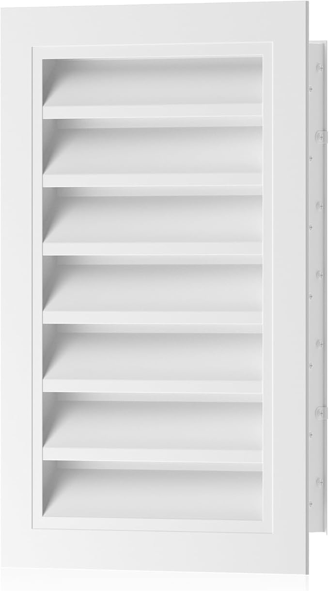 12" X 18" Gable Vents, Hon&Guan Aluminum Alloy Attic Vent with Removable Filter Mesh for Houses Door Vents for Exterior Doors [Vent Opening: 9.4” x 15.3”], White