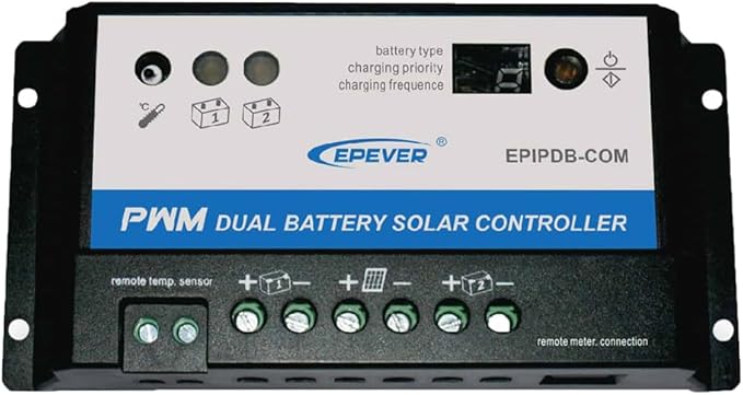 EPEVER Meter MT-1 Remote with LCD Display for Solar Charge Controller EPIPDB-COM Series 10A/20A Dual Battery Solar Panel Charging System