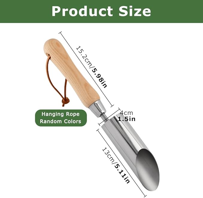 Bulb Planter Tool, 11" Stainless Steel Bulb Planter Tool, Garden Bulbs Transplanter Tools, Manual Hole Digger with Wood Handle, Dibble Tools for Seeding Planting, Flower Planters