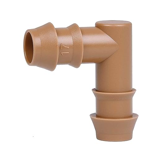 JAYEE 25 Pack Drip Irrigation Barbed Elbow Fittings (17mm) for 1/2" Drip Hose(0.600”ID) ，Sprinkler Tubing Connector for Drip System