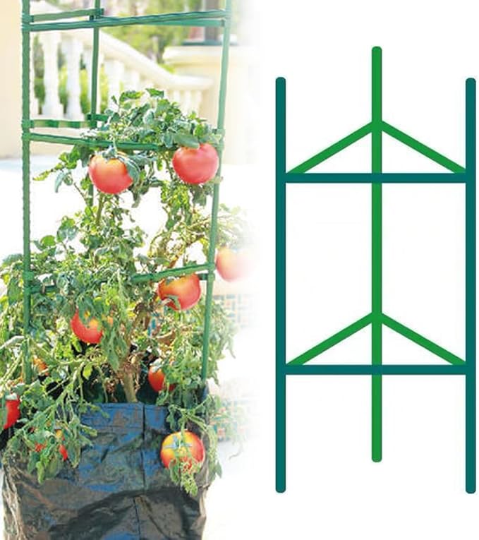 Adjustable Modular Plant Support Frame, 2026 New Garden Raised Bed Planter Heavy Duty Steel Tomato Trellis Kit, Upgrade Plant Support Tower Stakes Provides Support for Climbing Plants (2, Green)