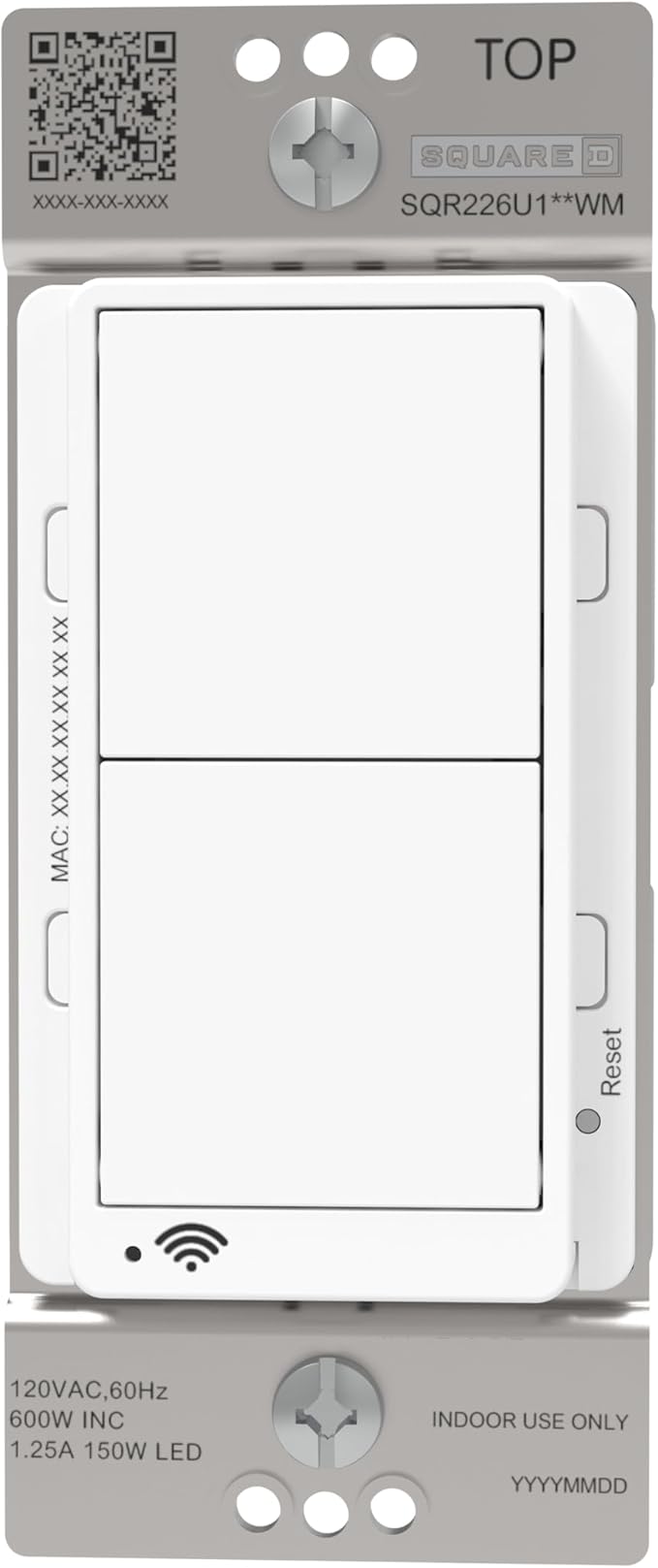Square D by Schneider Electric X Series 15 Amp WiFi Energy Monitoring Light Switch, Single-Pole/3-way, 600 Watt, Rocker, Matter Certified, Works with Alexa, Google Home, Apple Home, Matte White