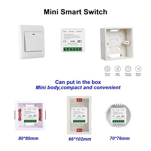 WiFi Smart Switch Light Switch, Compatible with Alexa/Google Home, APP Remote Control, Voice Control, DIY Mode, Timer Function, LAN Control, No Hub Required, 2 Way 16A(4 Pack)