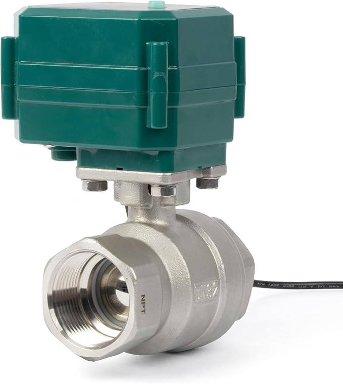 U.S. Solid 1-1/4" Smart Motorized Ball Valve - Remote App Mobile Control NSF Certified 304SS Electrical Ball Valve with Manual Switch, 5V DC USB Connection