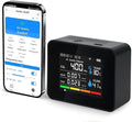 Smart Air Quality Monitor, Indoor Air Quality Meter with HCHO, CO2, PM2.5 PM10,PM1.0, TVOC, AQI, Temperature & Humidity,Time&Date,Alarm, 1-Year Data Storage, App Control for Home & Office