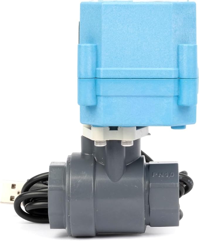 U.S. Solid WiFi Smart Motorized Ball Valve 1/2 inch NPT for Water Control & Irrigation, 2 Way PVC Electric Valve, USB Powered, LED Status Indicator, Flow Direction Window, Remote On/Off Control