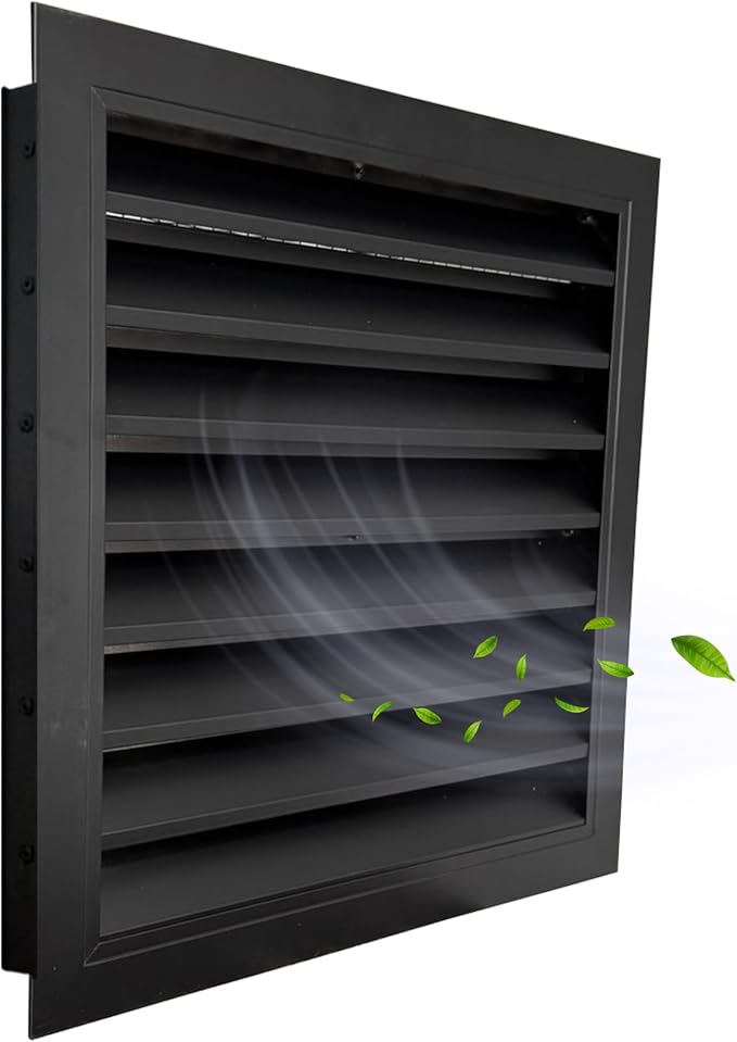 Byson 12"x 12" Aluminum Black Gable Vent -MaxShield Series Anodized Louvered Vent - Weatherproof Louver Air Vent Grille with Steel Mesh - HVAC, Attic, Container and Shed Vent