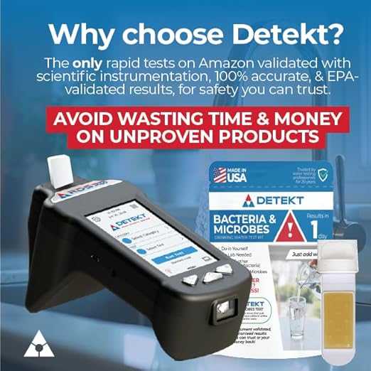 #1 Total Drinking Water Test Kit – Made in USA – Tap Water Well Water Quality by Detekt – Test for Lead, Bacteria, Mold, Heavy Metals, pH & Other Contaminants – Fast, Easy At-Home Results