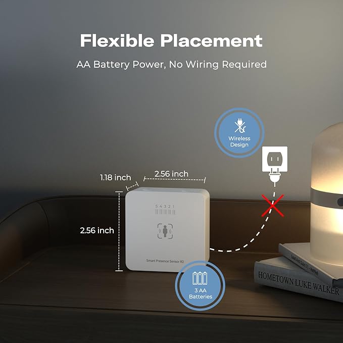 THIRDREALITY Presence Sensor R2,24GHz mmWave Radar,Adjustable Sensitivity,Zigbee Hub Required,Battery Powered,Support Home Assistant,SmartThings,Homey,Hubitat or Echo Devices with Built-in Zigbee hub