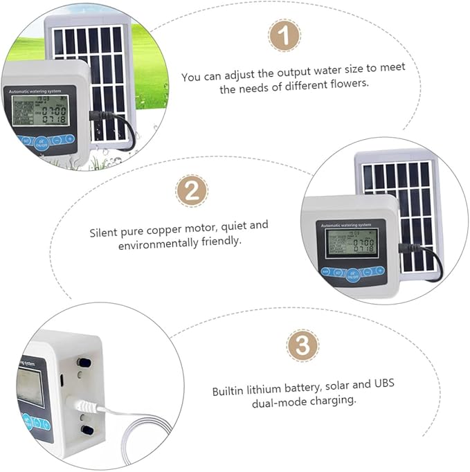 Mipcase Dual Pump Watering Timer for Balcony Garden Automatic Irrigation Controller Adjustable Settings Waterproof Design and Easy Installation