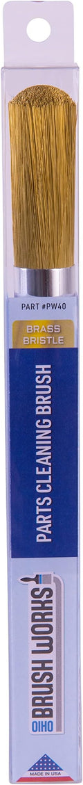 Ohio Brush Works, Parts Cleaning Brush, Handmade in The USA, Home and Auto Use, Solid Ergonomic Wood Handle (Brass Bristle)