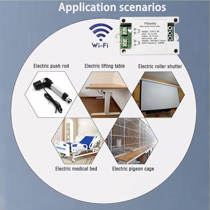 Tuya Smart WiFi/Bluetooth DC Motor Controller 10A 7-32V Reversible Switch with Timer, Voice Control for Electric Actuators, Smart Home (Alexa Compatible)