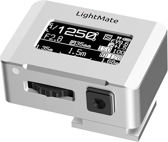 LightMate Lite 2R Light Meter, 30°FOV High Precision Ambient Light Digital Exposure Meter, 0.96in Large OLED Screen, Ultra-Compact 1.24oz, Rechargeable 20H Battery Life, for Film Leica Cameras, Sliver