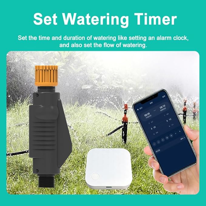Yosoo WiFi Sprinkler Controller, Solar Powered Smart Water Timer Tuya APP and Voice Control Wireless Hose Faucet Timer for Garden Yard Compatible