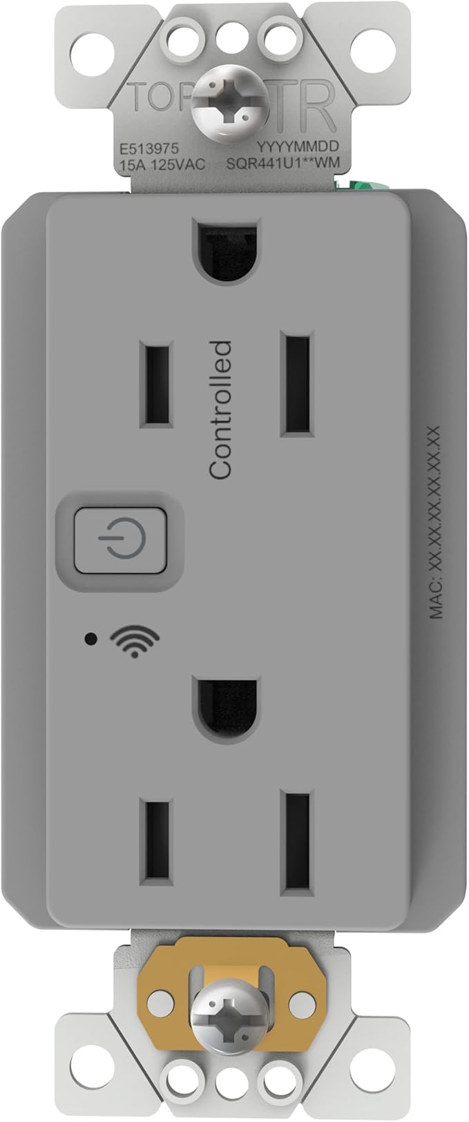 Square D by Schneider Electric X Series 15A 125V Wi-Fi Energy Monitoring Socket Outlet, Tamper Resistant, Matter Certified, Compatible with Alexa, Google Home, Apple Home, Matte Grey