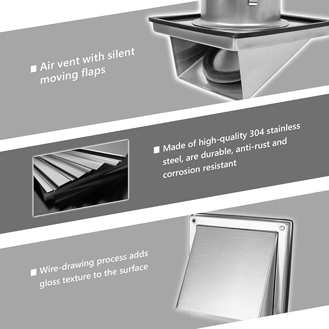 FRESH SPEED 5 Inch Dryer Vent Cover Outside Stainless Steel Wall Vent with Removable Cover and Insect Screen Mesh
