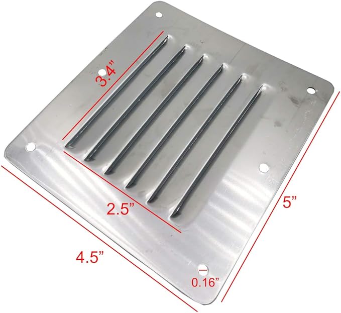 Boat Cabin Vents Louver Grill Cover Ventilation Louver 4-1/2" X 5" 316 Stainless Steel Stamped Air Venting Panel Cover 2 Pack