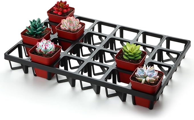 RooTrimmer Square Nursery Pot Tray with 24 Cells, 5 Pack Plant Trays for Pots, Flower Pot Moving Tray, Plastic Planting Tray for Carrying Small Plant Pots(120 Cells in Total