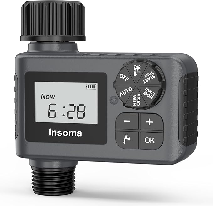 Sprinkler Timer, Digital Irrigation Controller System with Rain Delay/Manual Mode/Automatic, Programmable Hose Timers for Outdoor Garden Yard Lawn