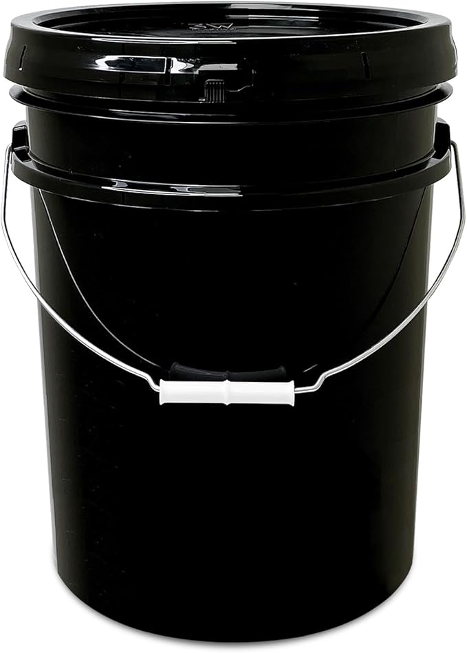 ePackageSupply 5 Gallon Bucket - Food Grade Bucket with Airtight Gasketed Tear Strip Lid, BPA-Free, Heavy-Duty 90 Mil HDPE Plastic Pail, Bulk Storage, Durable Container, Made in USA - Black, 60 Packs