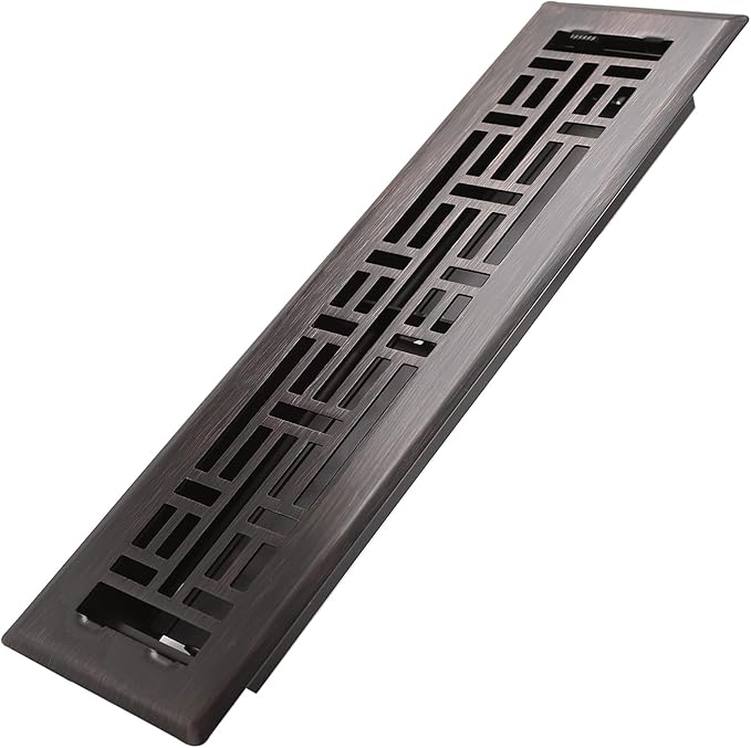 Howeall 2x12 Inches Heavy Duty Walkable Floor Register Easy Adjust Air Supply Lever Floor Vents - Seattle Design - Vent Cover for Home Floor - Oil Rubbed Bronze