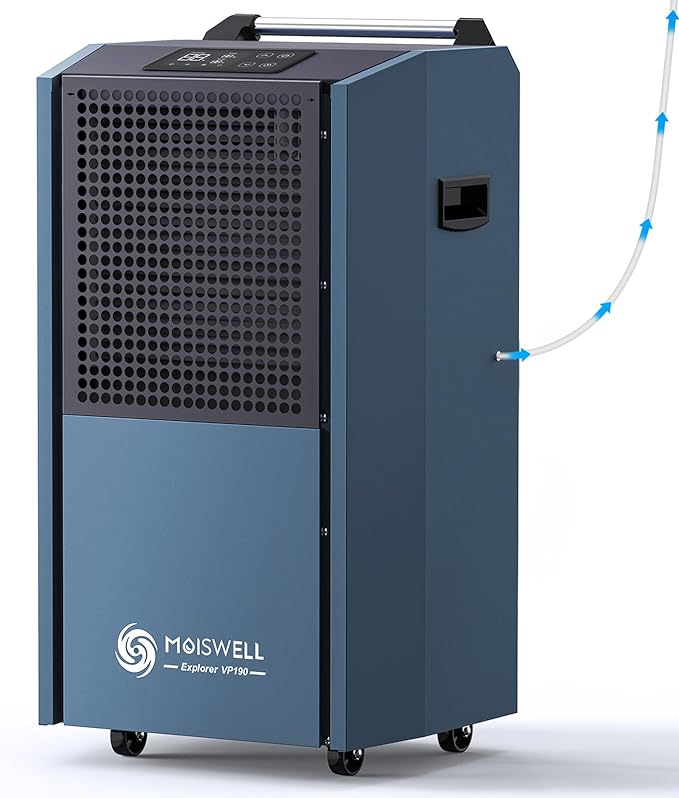 190 Pints Commercial Dehumidifier with Pump for Basements, Industrial Heavy Duty Commercial-grade Portable Dehumidifiers for Large Spaces Warehouse Grow Room, Water Damage Restoration