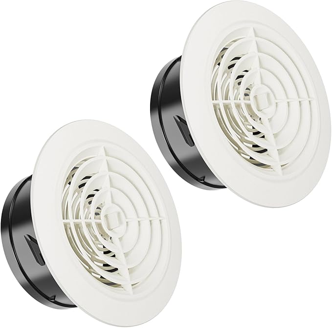 6 Inch Air Vent Cover, HG Power 2-Pack Adjustable ABS Louver Grille Cover, Round Exhaust Vent Fit for Bathroom Office Kitchen Ventilation, Opening Size 5.66"