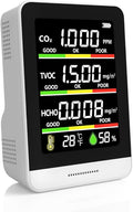 Air Quality Monitor Indoor,8-in-1 Smart Air Quality Tester with CO2, TVOC, HCHO, AQI, Temperature & Humidity, Real Time Display, Battery Powered, for Home & Office (White)