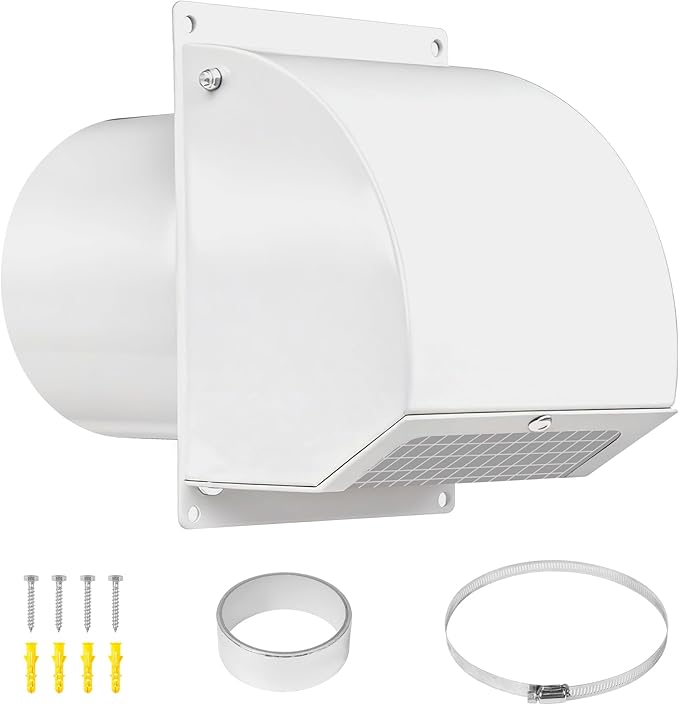 Neoaider 10 Inch Hooded Wall Vent Cover with Screen and Damper, 14GA/2MM Thick Heavy-Duty Steel Vent Covers for Wall, Vent Cover for Dryer Ventilation and Outdoor Air Exhaust, White