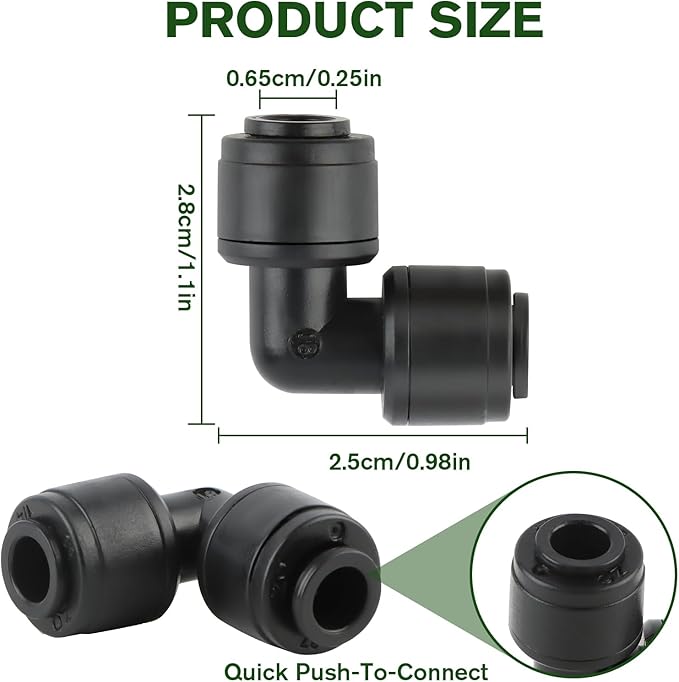 Kalolary 30Pack Quick Connect 1/4" Drip Irrigation Elbow Connector, Universal Barbed Elbow Fittings for 1/4" Irrigation Tubing Leak Free Fittings for Sprinkler or Drip Irrigation System